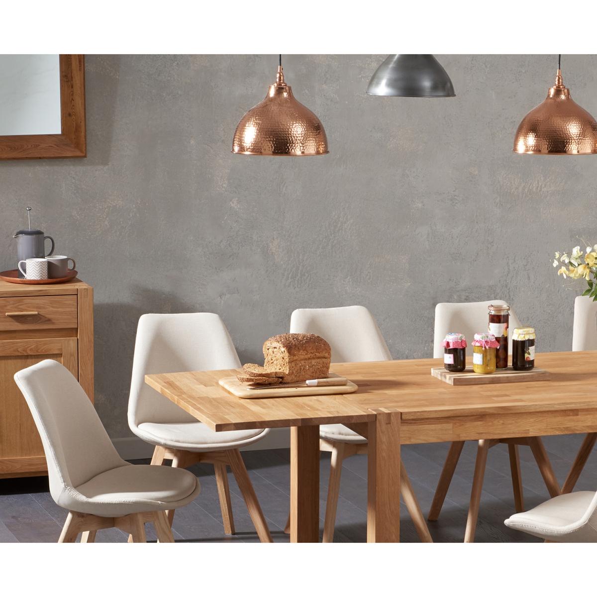 Extending Thetford 180cm Solid Oak Dining Table With 6 Light Grey Orson Fabric Chairs – image 12