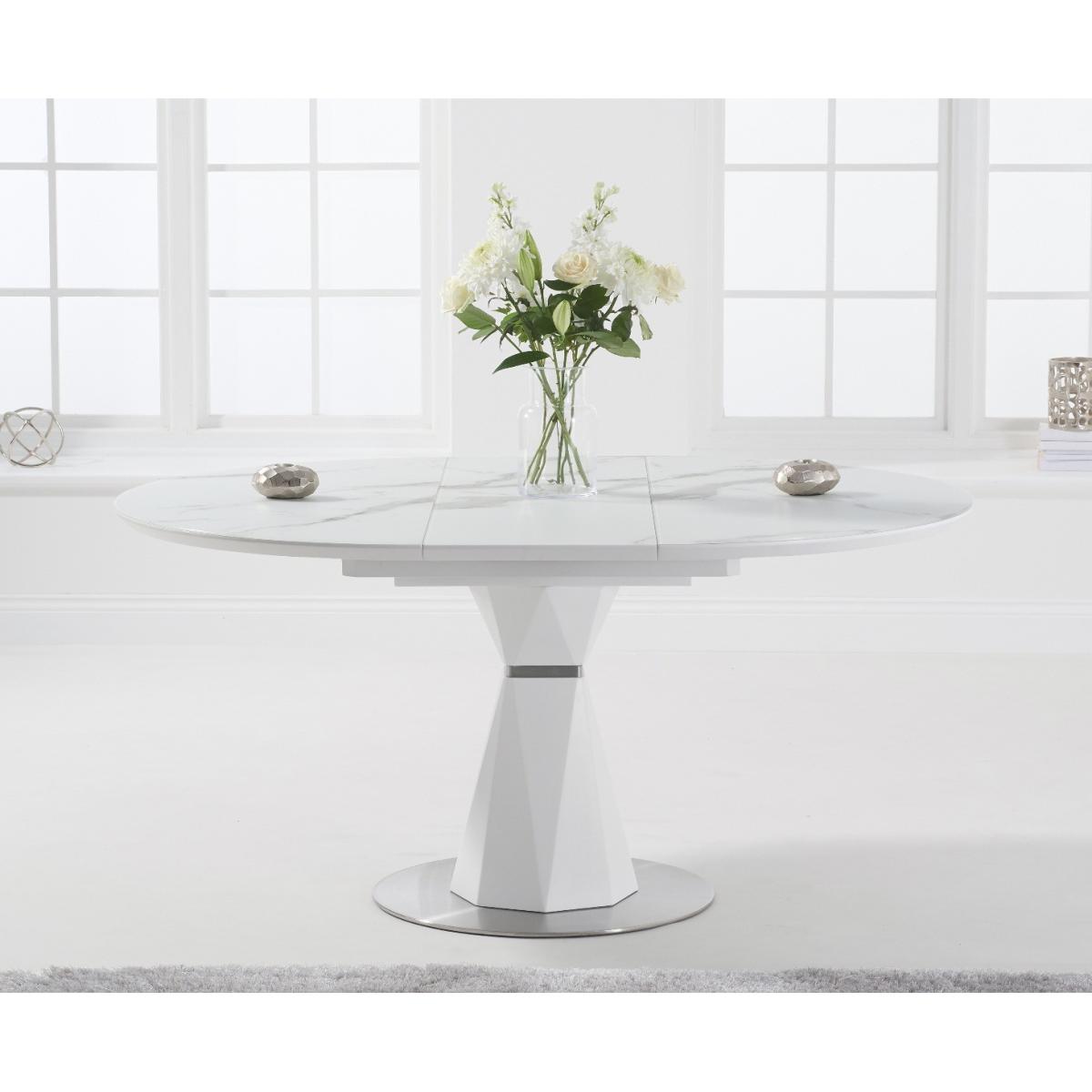 Jackson 120cm Round White Extending Dining Table with Lorin Chairs - White, 4 Chairs – image 3