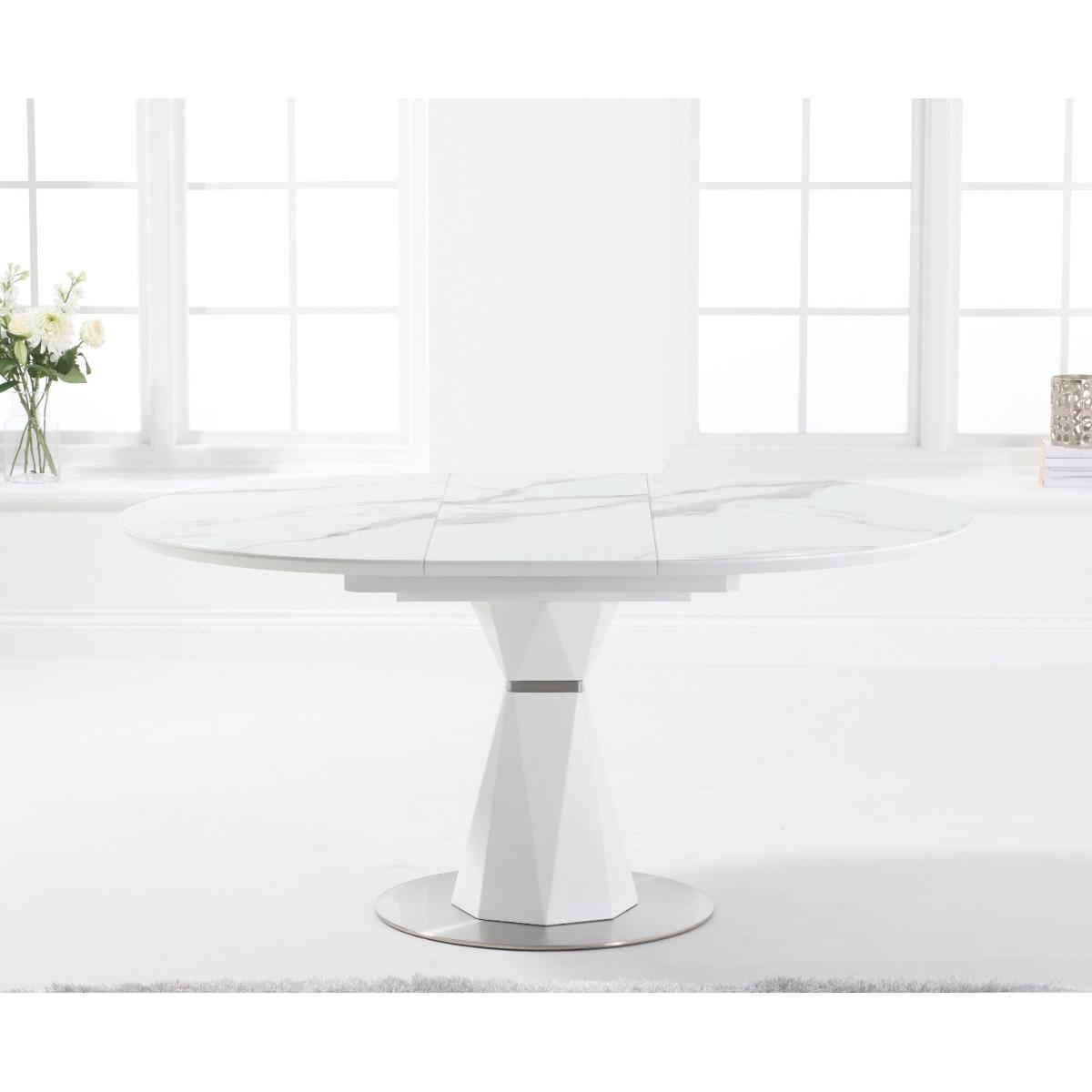 Jackson 120cm Round White Extending Dining Table with Lorin Chairs - White, 4 Chairs – image 5