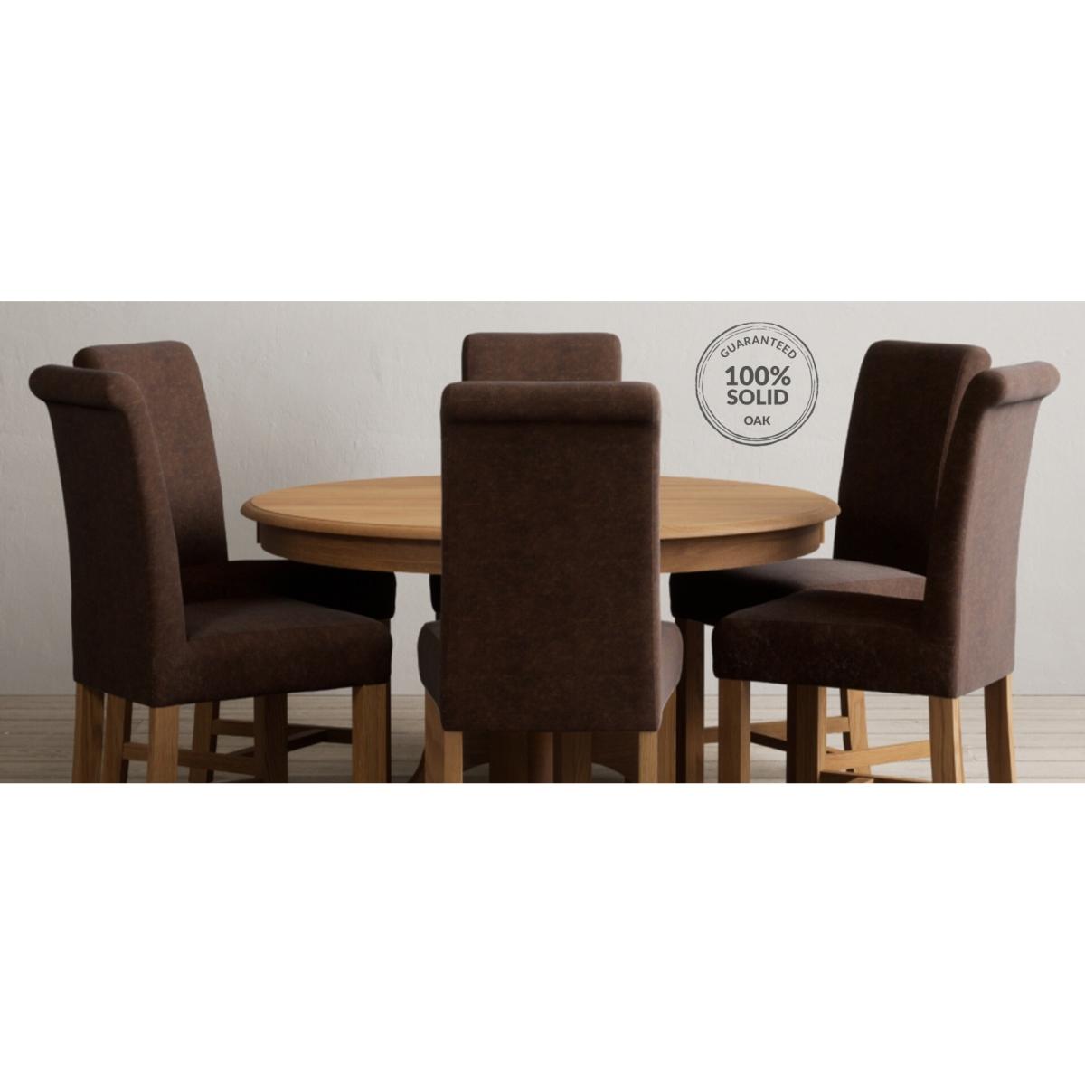 Hertford 120cm Fixed Top Solid Oak Dining Table with 4 Grey  Chairs – image 13