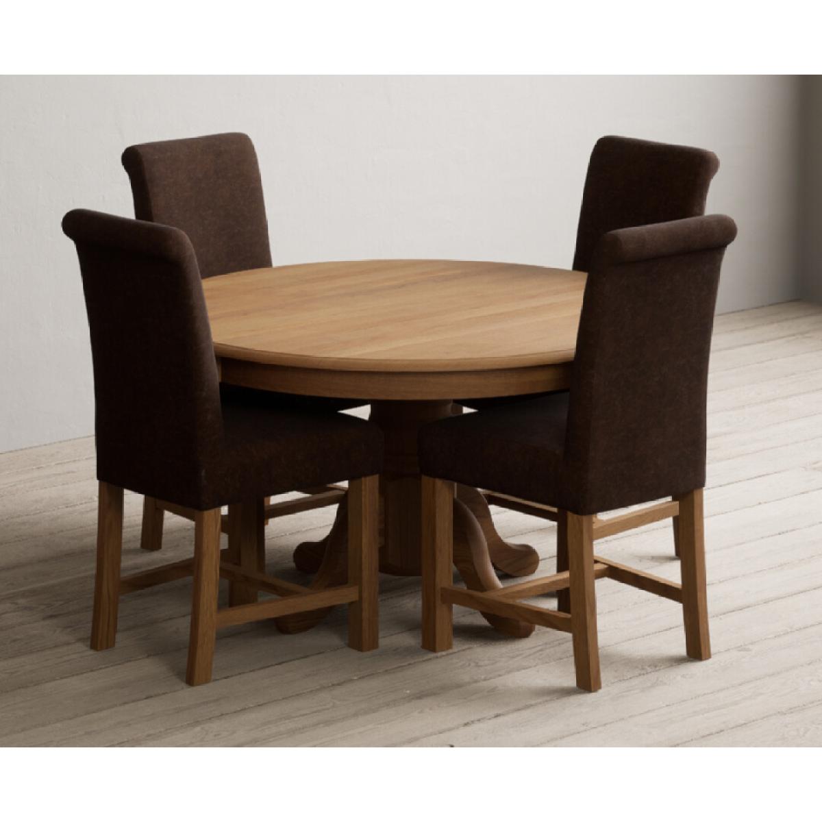 Hertford 120cm Fixed Top Solid Oak Dining Table with 4 Grey  Chairs – image 4