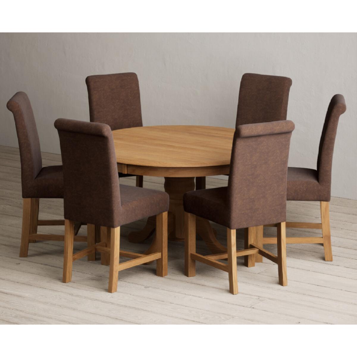 Hertford 120cm Fixed Top Solid Oak Dining Table with 4 Grey  Chairs – image 5