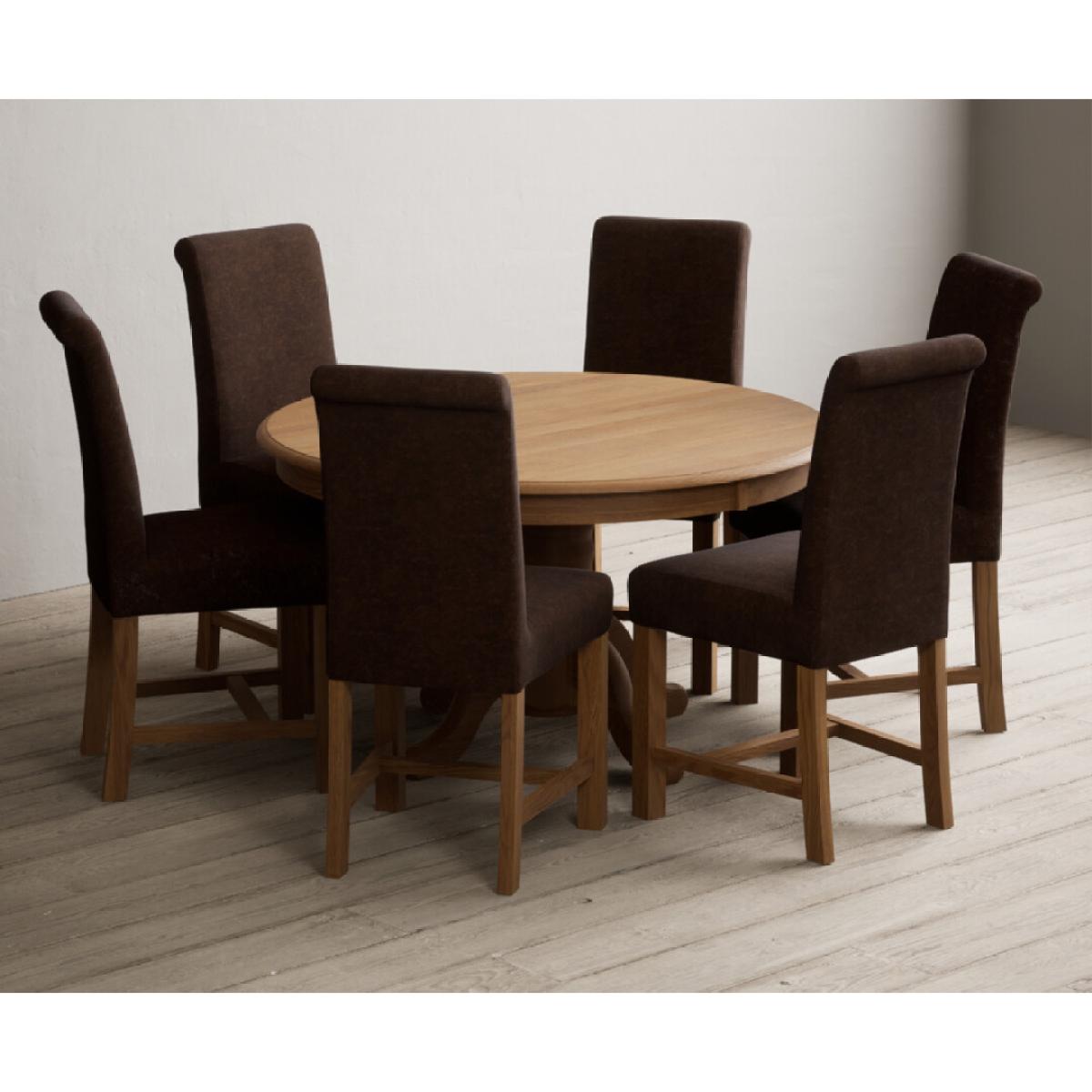 Hertford 120cm Fixed Top Solid Oak Dining Table with 4 Grey  Chairs – image 6
