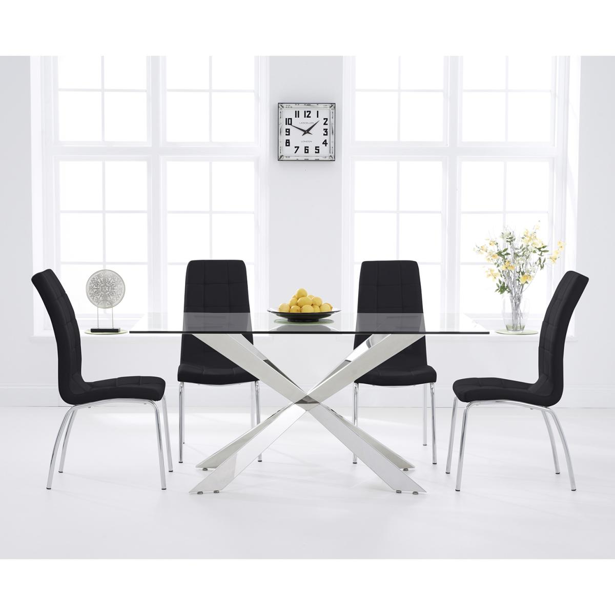 Juniper 160cm Glass Dining Table With 4 Black Enzo Chairs – image 2