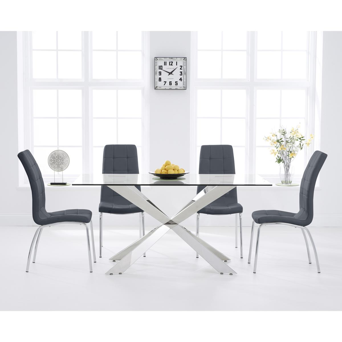 Juniper 160cm Glass Dining Table With 4 Black Enzo Chairs – image 4