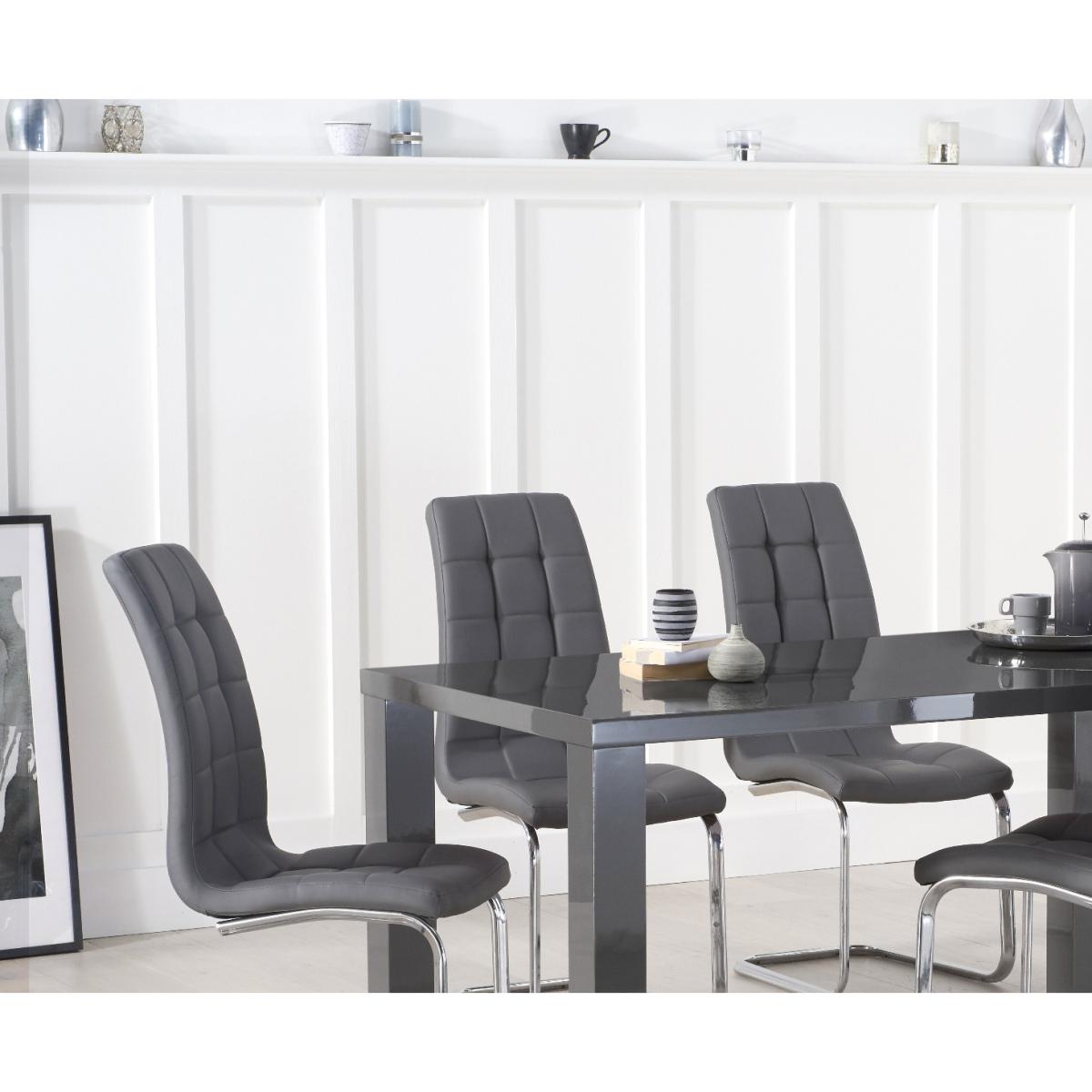 Seattle 160cm Dark Grey High Gloss Dining Table with 8 Black Vigo Chairs – image 2