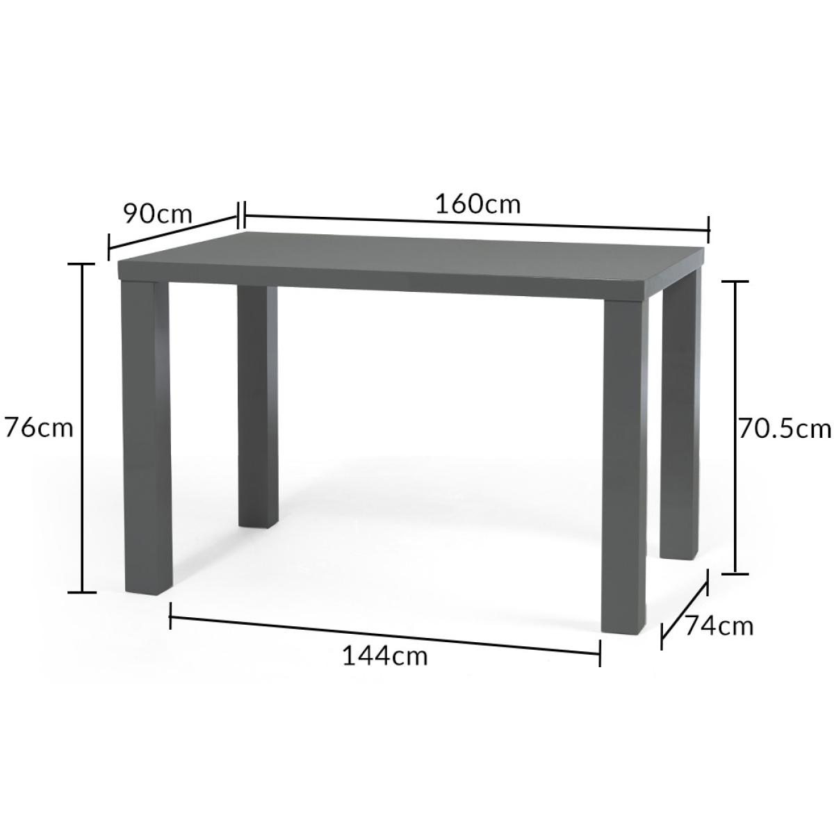 Seattle 160cm Dark Grey High Gloss Dining Table with 8 Black Vigo Chairs – image 17