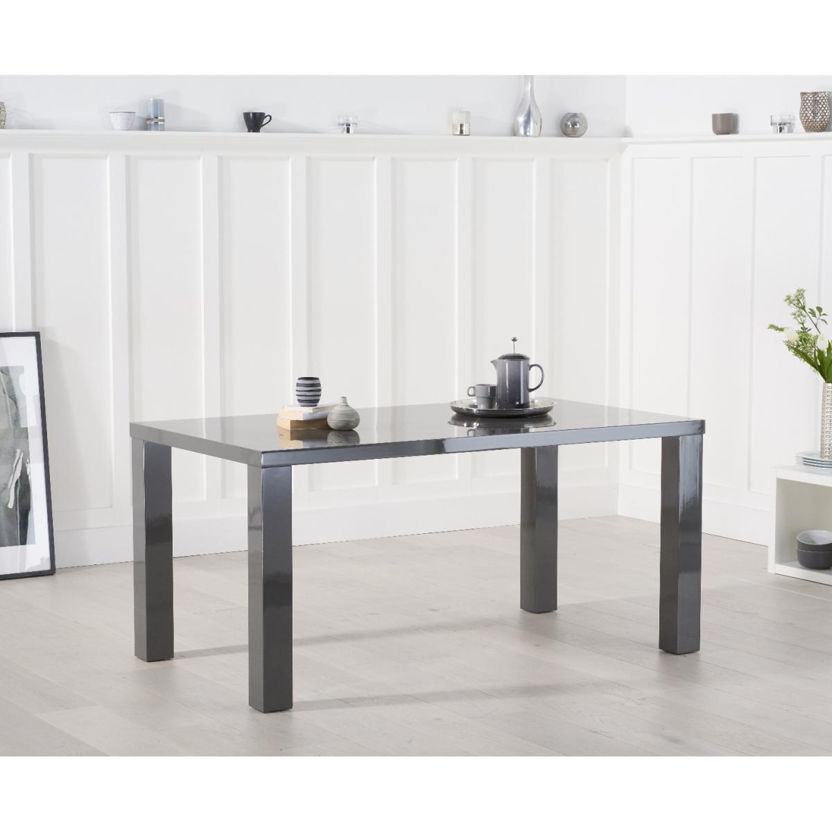 Seattle 160cm Dark Grey High Gloss Dining Table with 8 Black Vigo Chairs – image 3