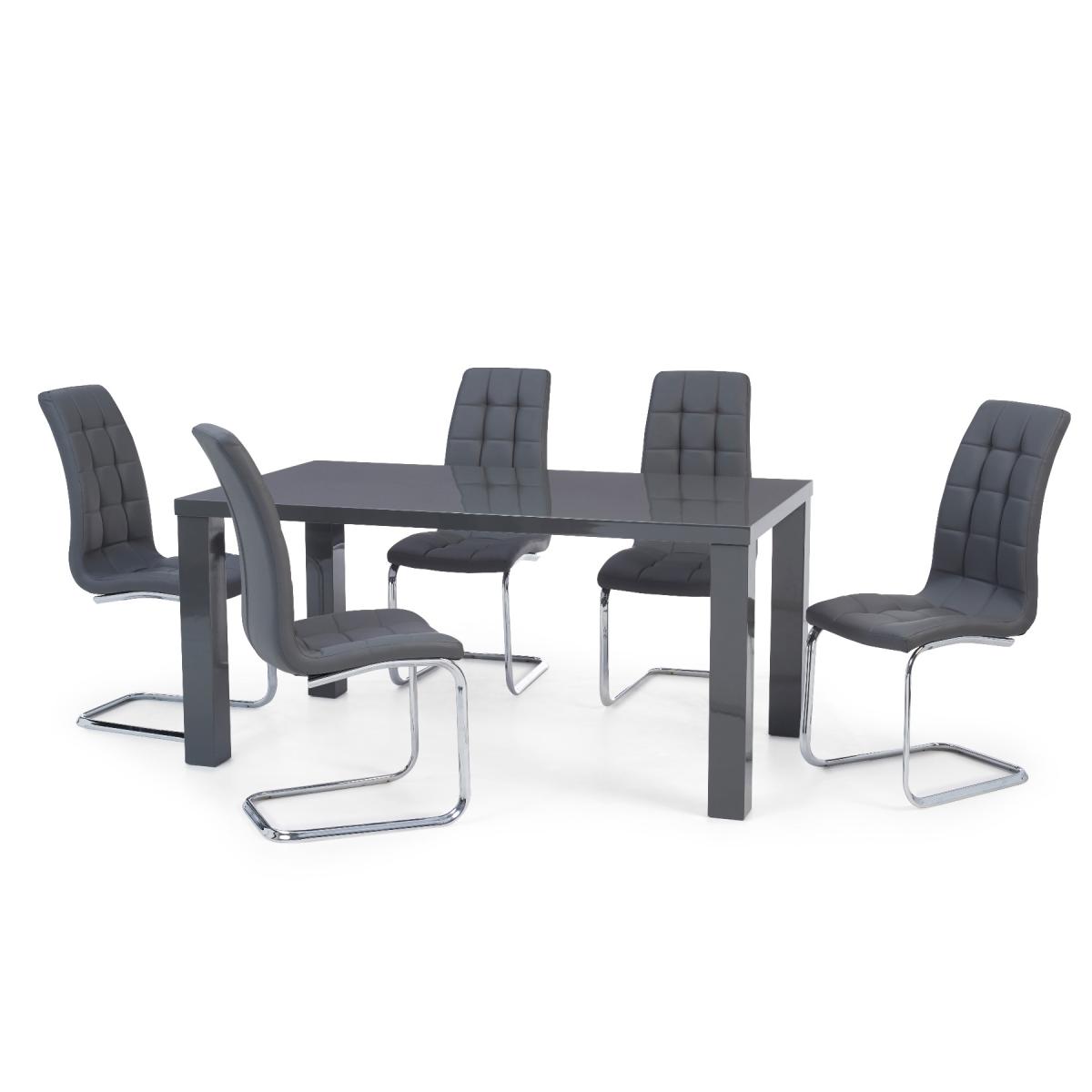 Seattle 160cm Dark Grey High Gloss Dining Table with 8 Black Vigo Chairs – image 7