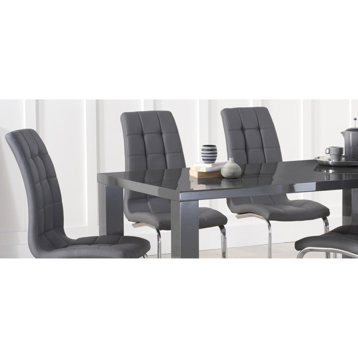 Seattle 160cm Dark Grey High Gloss Dining Table with 8 Black Vigo Chairs – image 9