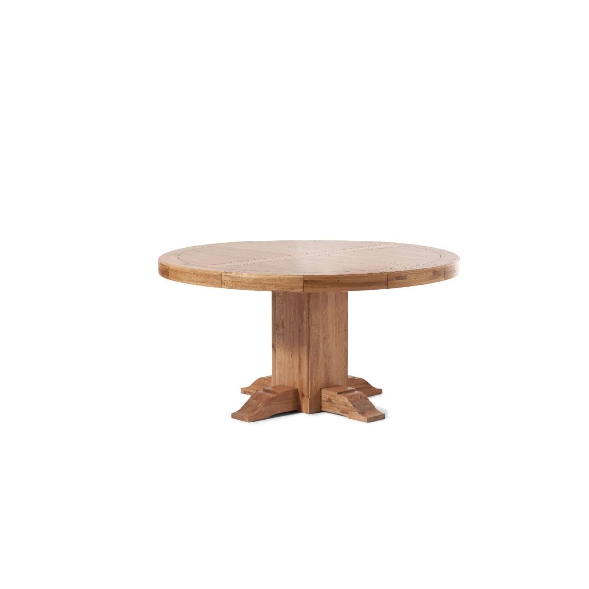 Helmsley 150cm Solid Oak Round Pedestal Dining Table With 6 Natural Beatrix Fabric Chairs – image 15