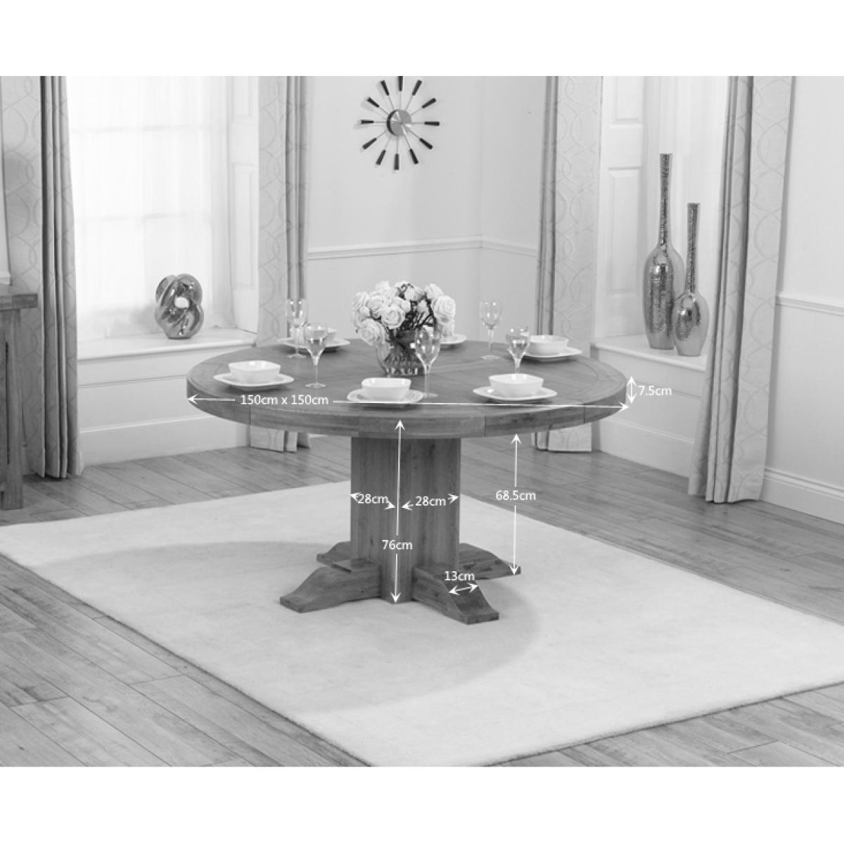 Helmsley 150cm Solid Oak Round Pedestal Dining Table With 6 Natural Beatrix Fabric Chairs – image 16
