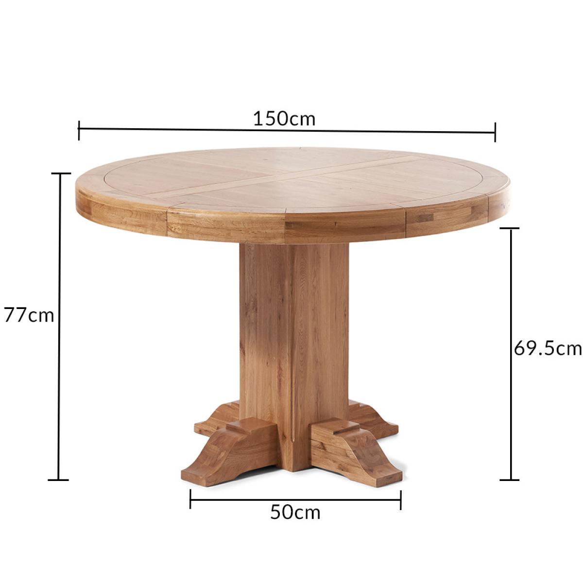 Helmsley 150cm Solid Oak Round Pedestal Dining Table With 6 Natural Beatrix Fabric Chairs – image 19