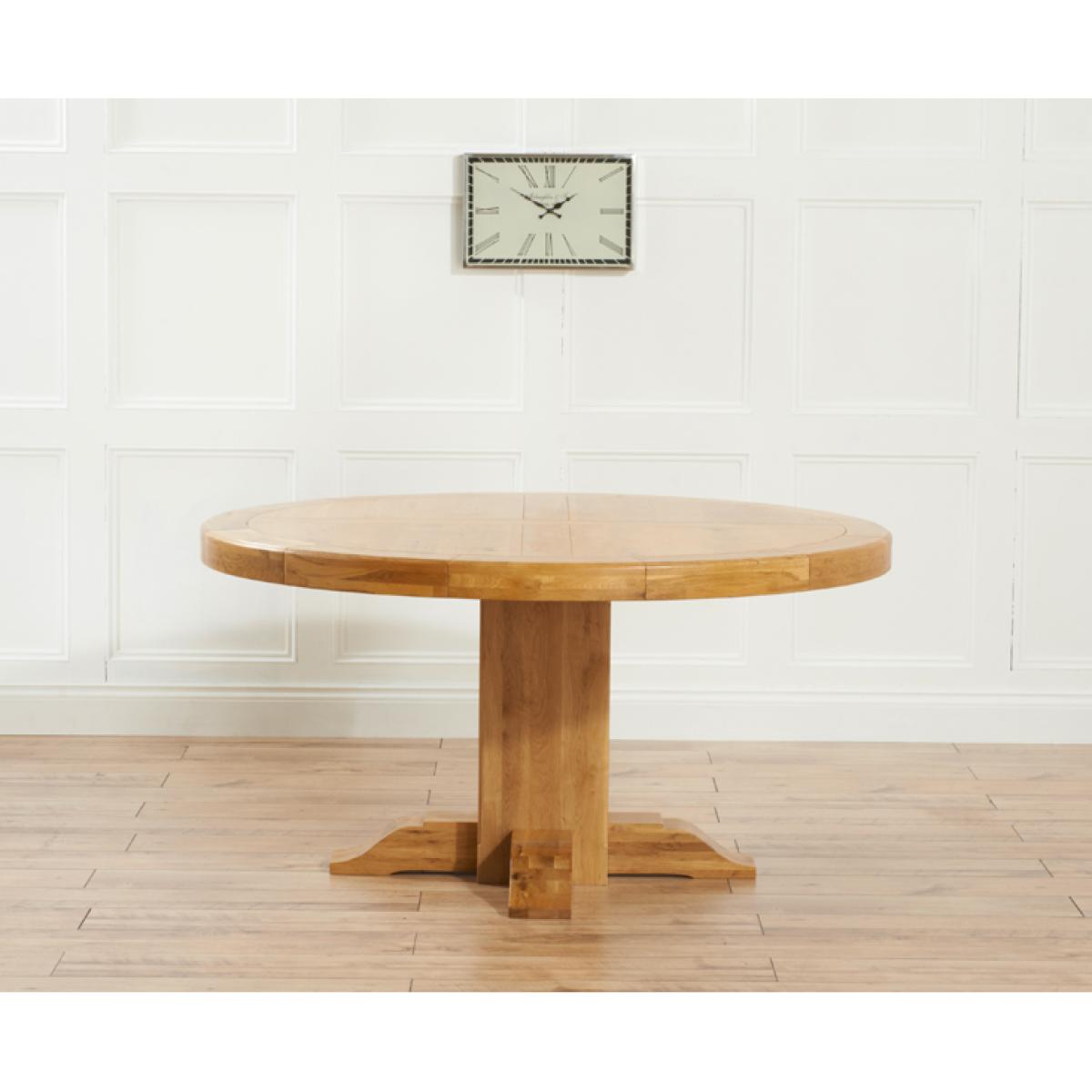 Helmsley 150cm Solid Oak Round Pedestal Dining Table With 6 Natural Beatrix Fabric Chairs – image 4