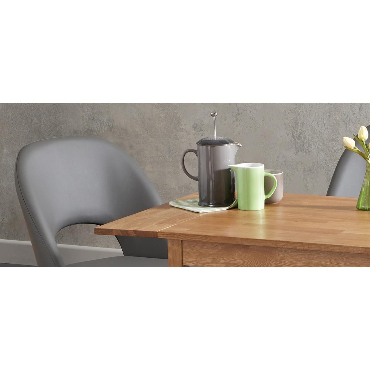Oxford 70cm Solid Oak Extending Dining Table With 4 Grey Hudson Faux Leather Chairs – image 11