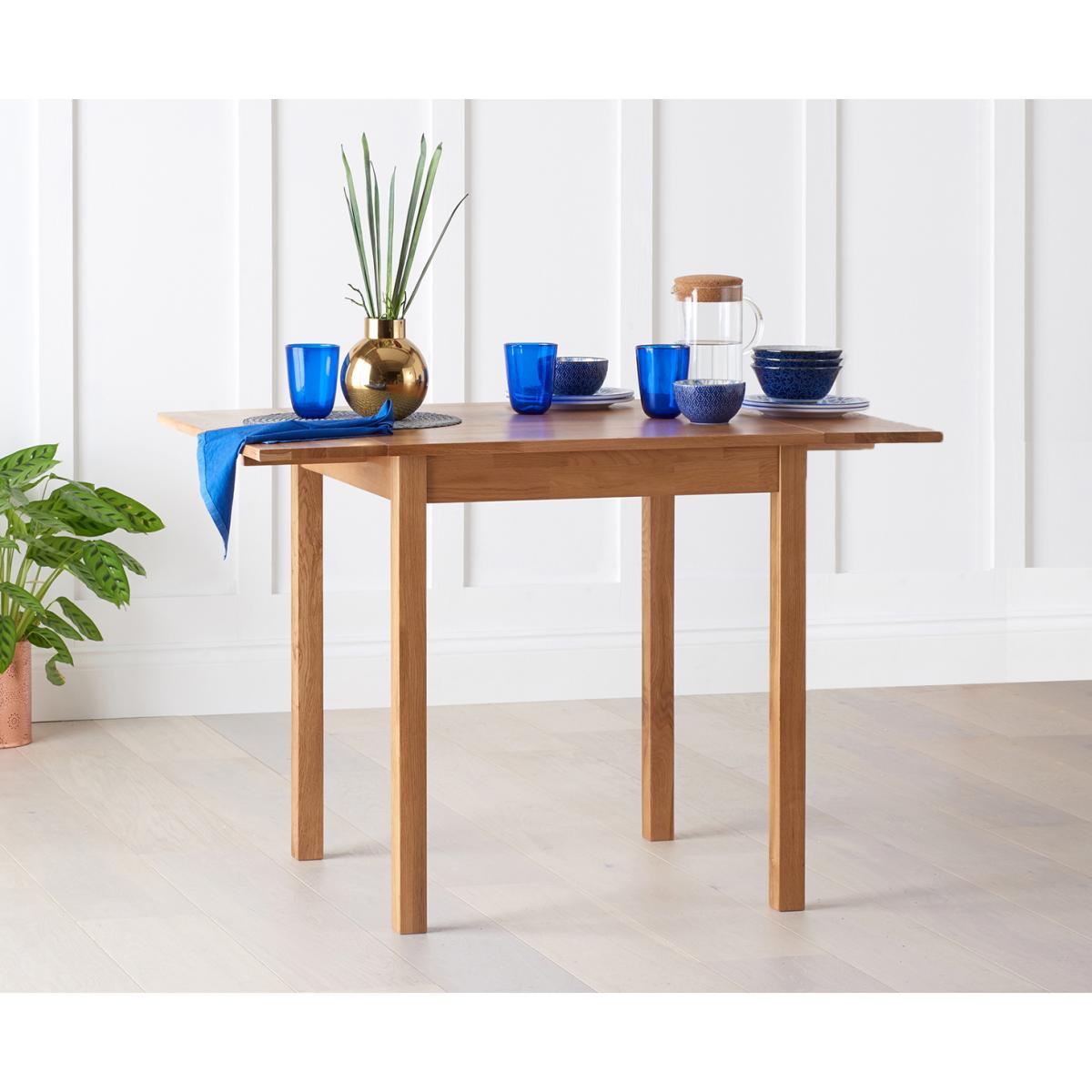 Oxford 70cm Solid Oak Extending Dining Table With 4 Grey Hudson Faux Leather Chairs – image 14