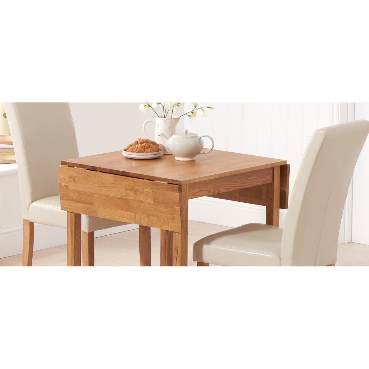 Oxford 70cm Solid Oak Extending Dining Table With 4 Grey Hudson Faux Leather Chairs – image 18