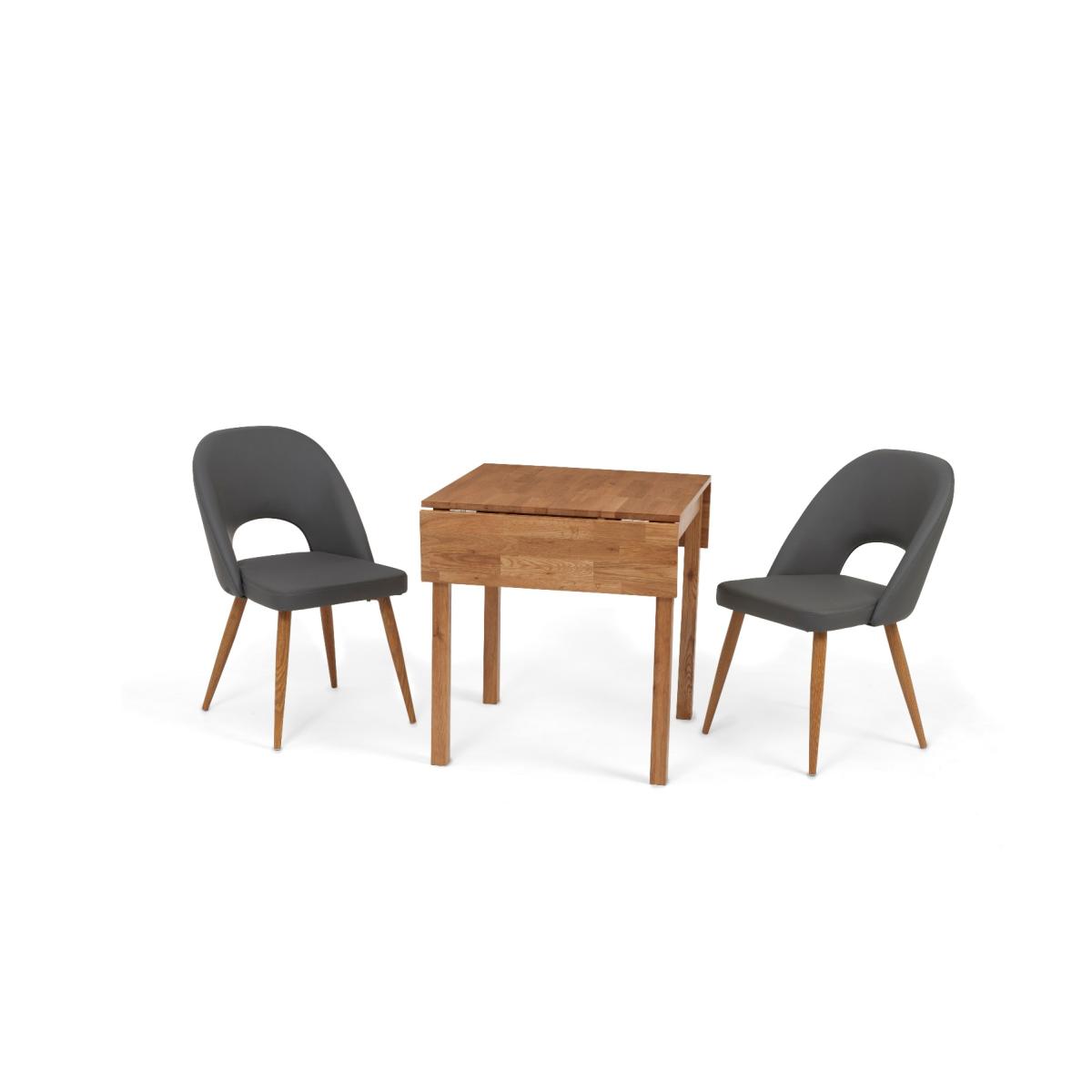 Oxford 70cm Solid Oak Extending Dining Table With 4 Grey Hudson Faux Leather Chairs – image 9