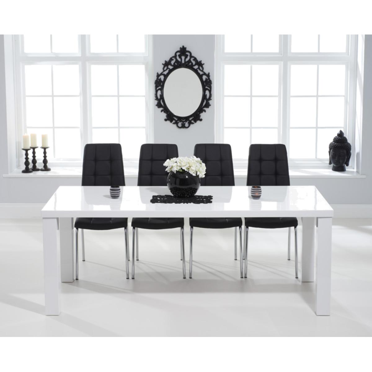 Atlanta 200cm White High Gloss Dining Table With 8 Grey Calgary Chairs