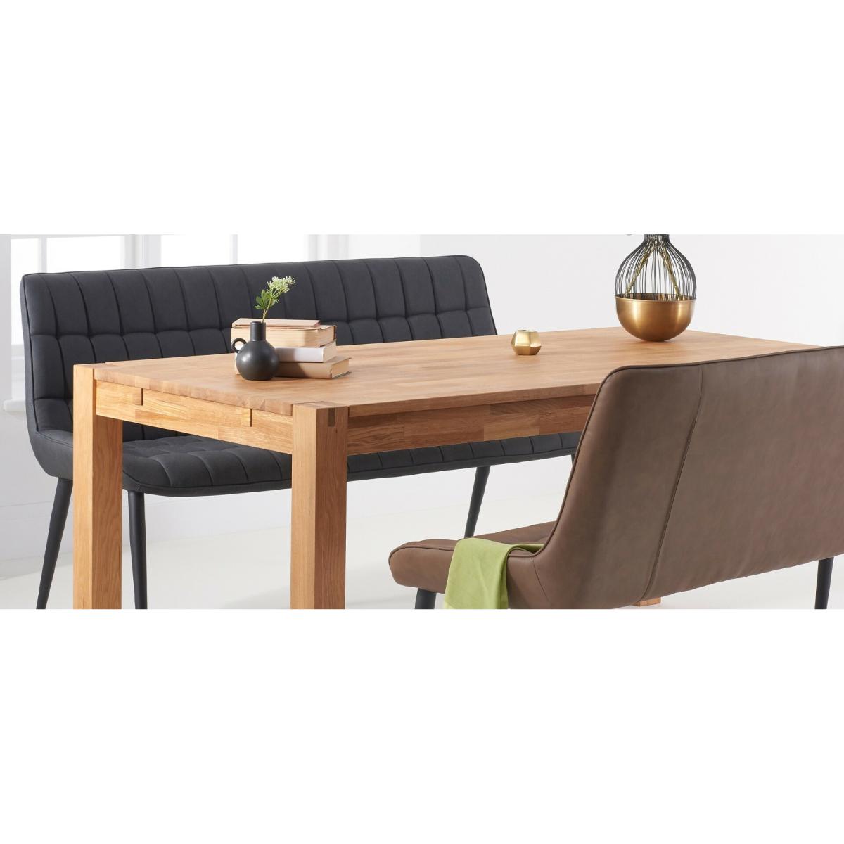 Thetford 180cm Oak Dining Table with 2 Brown Benches with Thetford 45cm Oak Extensions – image 7