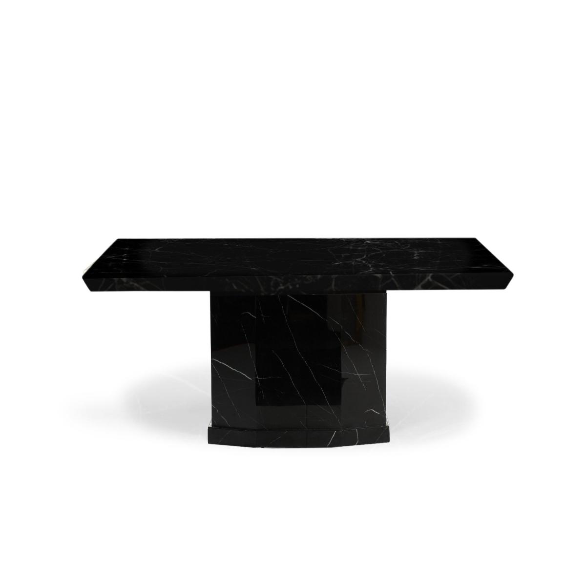 Carvelle 160cm Black Pedestal Marble Dining Table – image 3