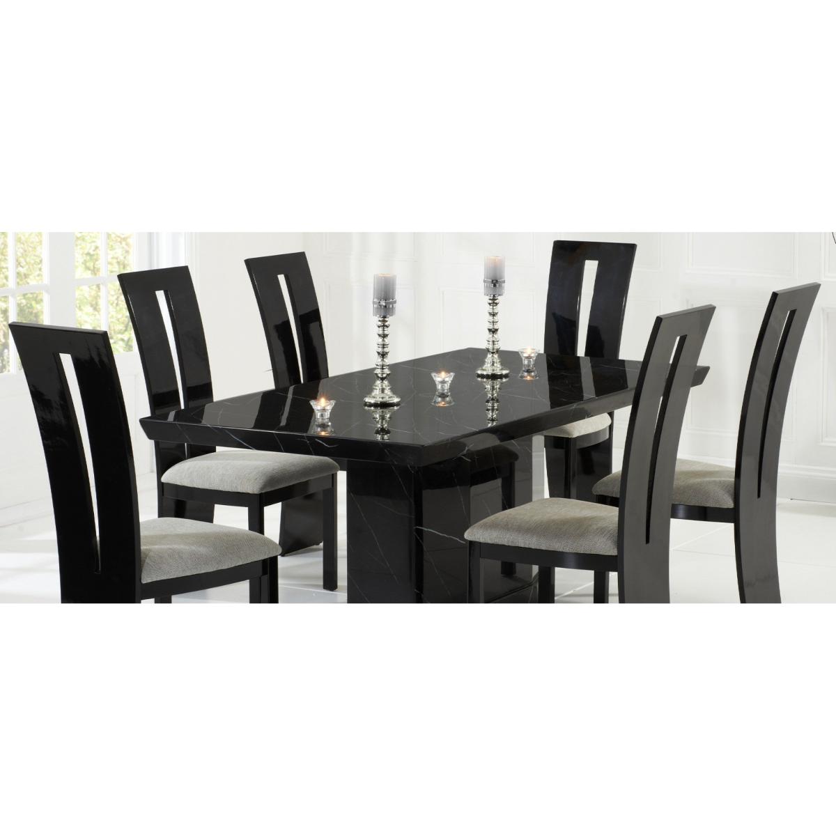 Carvelle 160cm Black Pedestal Marble Dining Table – image 6