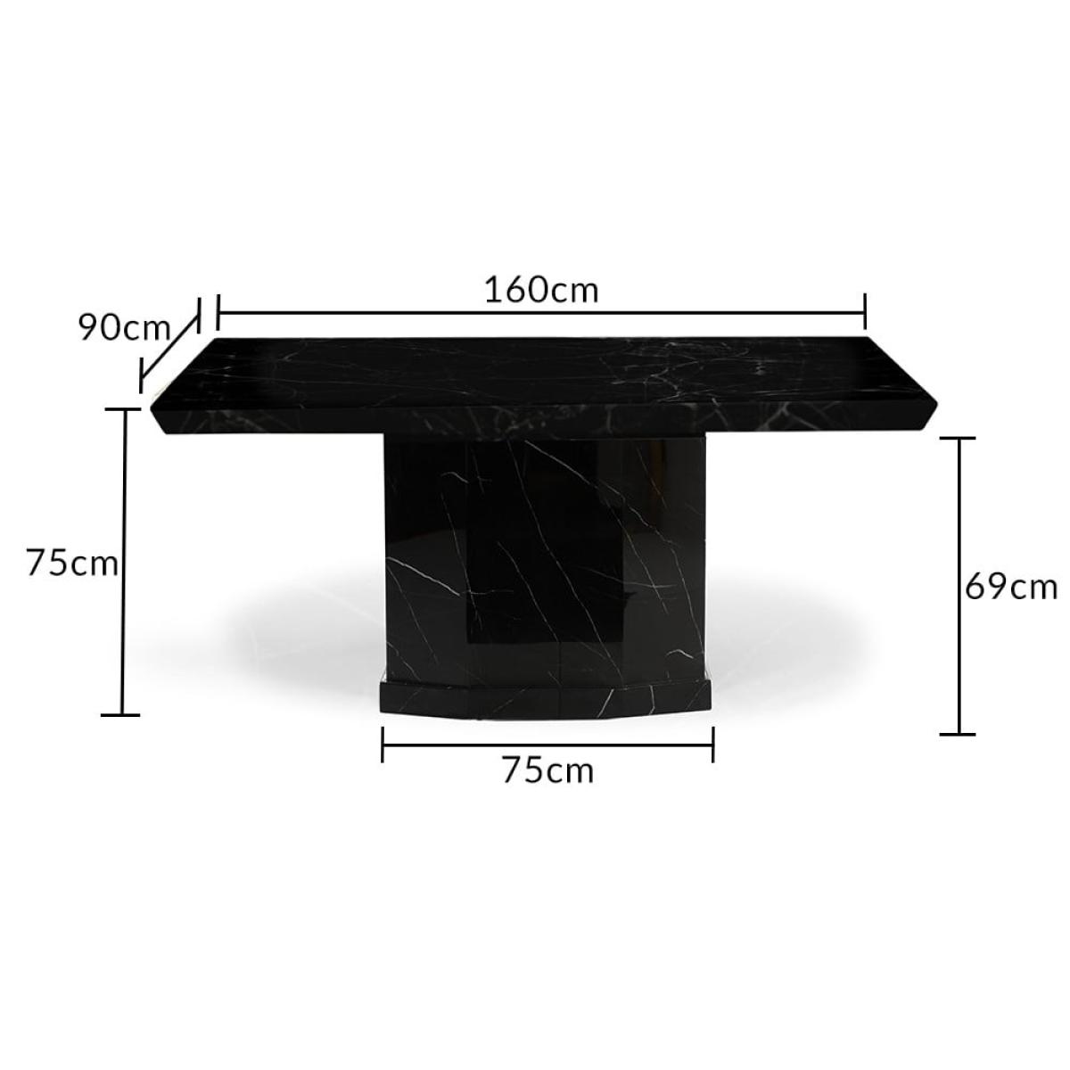 Carvelle 160cm Black Pedestal Marble Dining Table – image 9