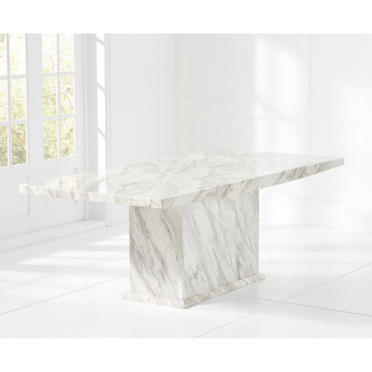 Marino 220cm Marble-Effect Dining Table With 8 White Malaga Chairs – image 13