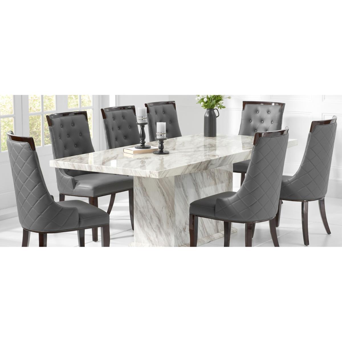 Marino 220cm Marble-Effect Dining Table With 8 White Malaga Chairs – image 18