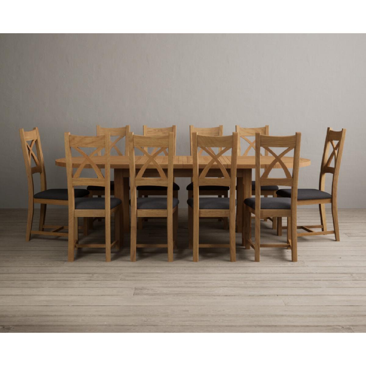 Extending Caversham Oak Oval Dining Table with 6 Blue Natural Solid Oak Chairs – image 11