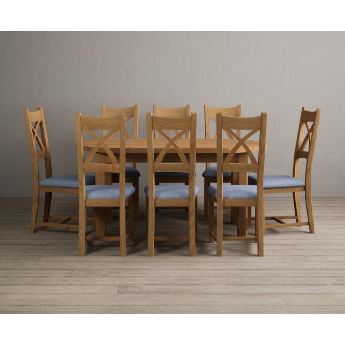 Extending Caversham Oak Oval Dining Table with 6 Blue Natural Solid Oak Chairs – image 20