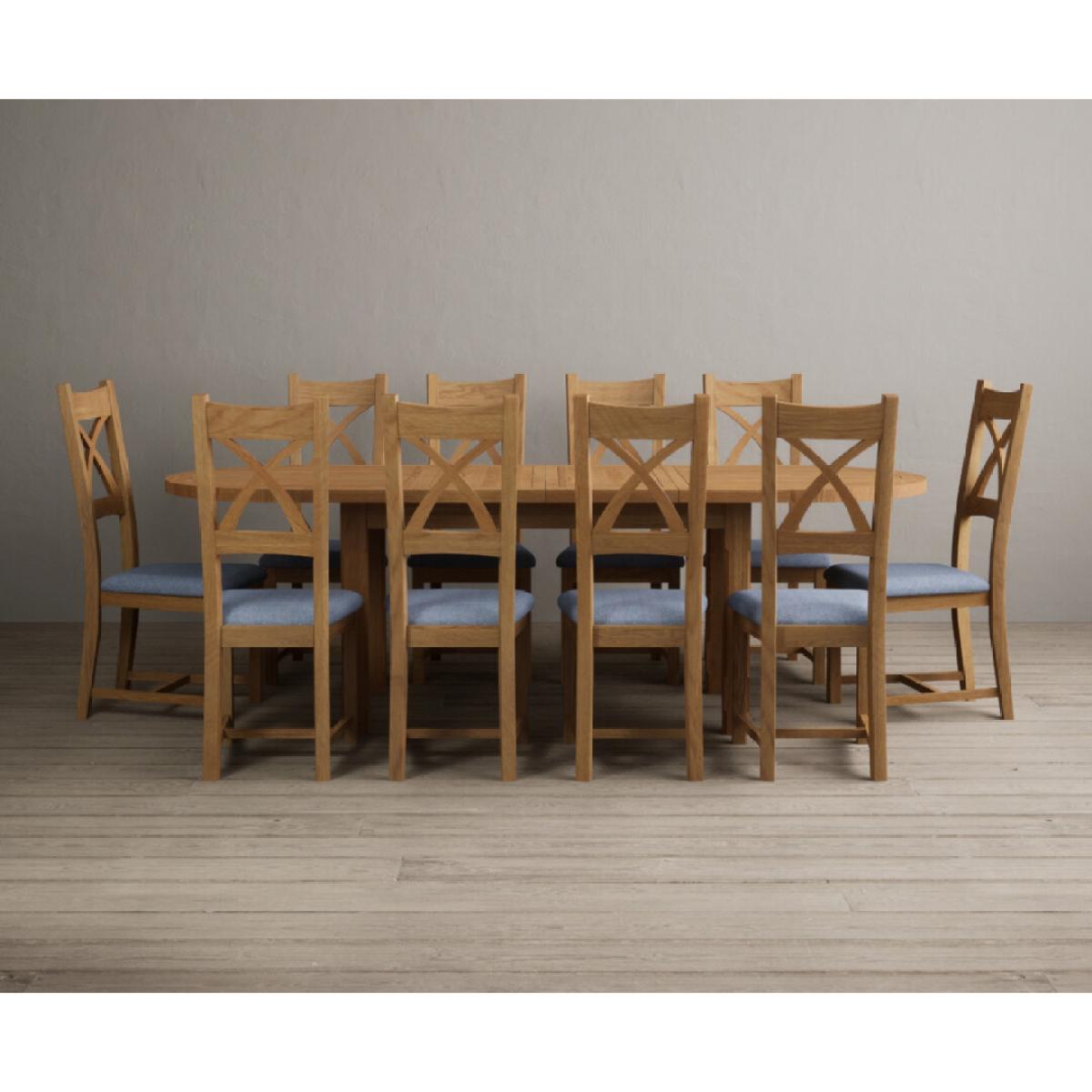 Extending Caversham Oak Oval Dining Table with 6 Blue Natural Solid Oak Chairs – image 26