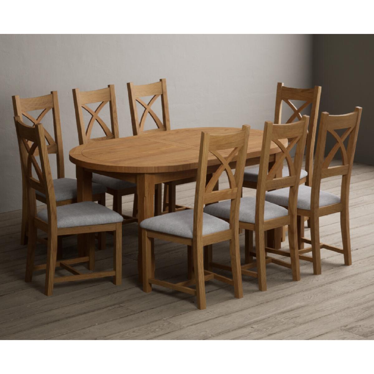 Extending Caversham Oak Oval Dining Table with 6 Blue Natural Solid Oak Chairs – image 32