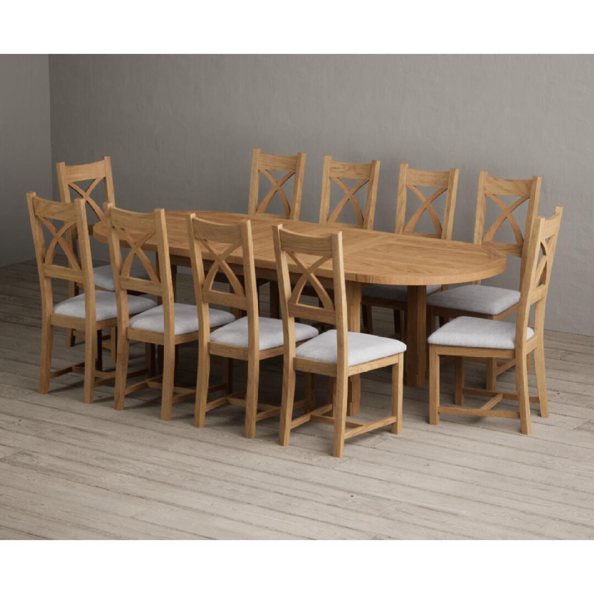 Extending Caversham Oak Oval Dining Table with 6 Blue Natural Solid Oak Chairs – image 35