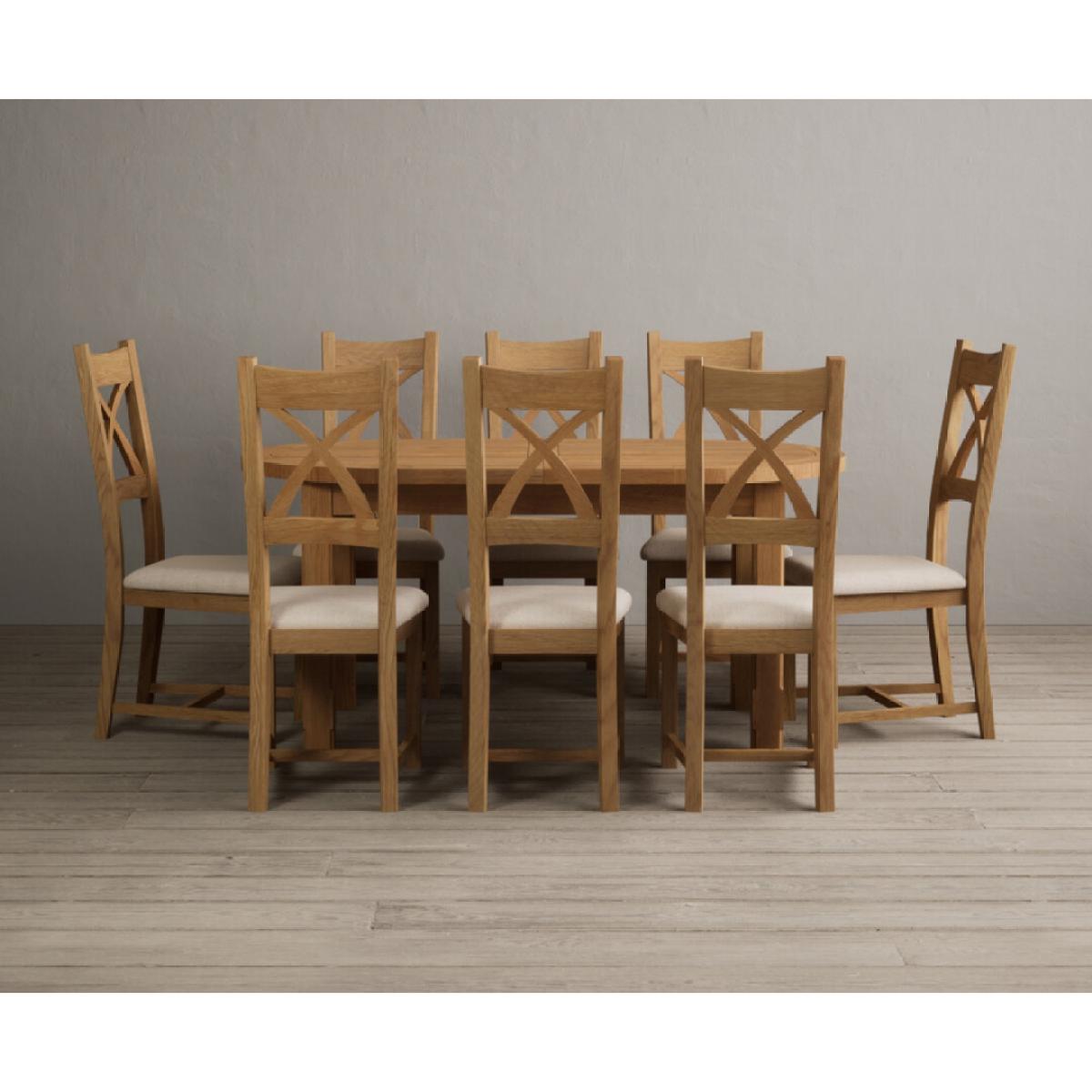 Extending Caversham Oak Oval Dining Table with 6 Blue Natural Solid Oak Chairs – image 39