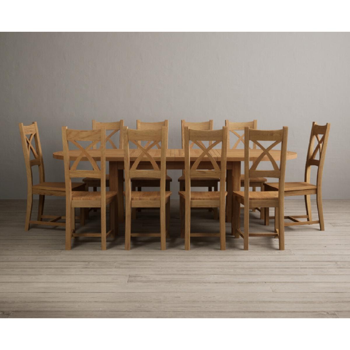 Extending Caversham Oak Oval Dining Table with 6 Blue Natural Solid Oak Chairs – image 54