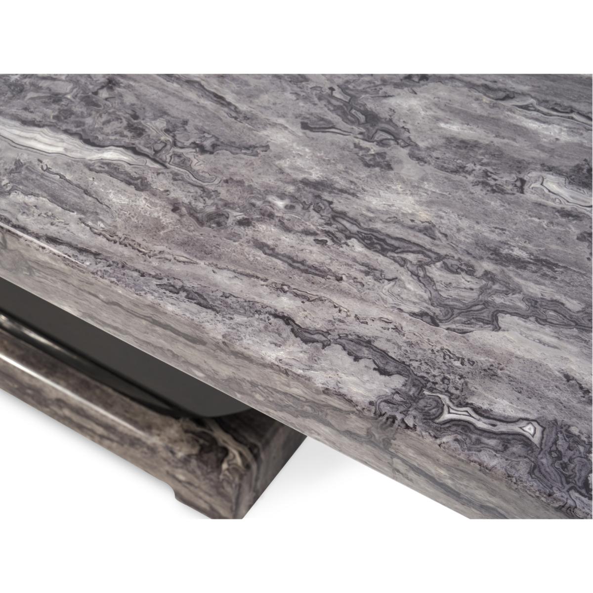 Novara 200cm Dark Grey Pedestal Marble Dining Table with 12 Grey Francesca Chairs – image 7