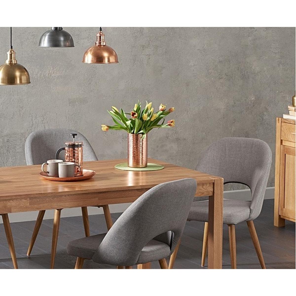 Ex-display Oxford 150cm Solid Oak Dining Table With 4 GREY Halifax Fabric Chairs – image 2