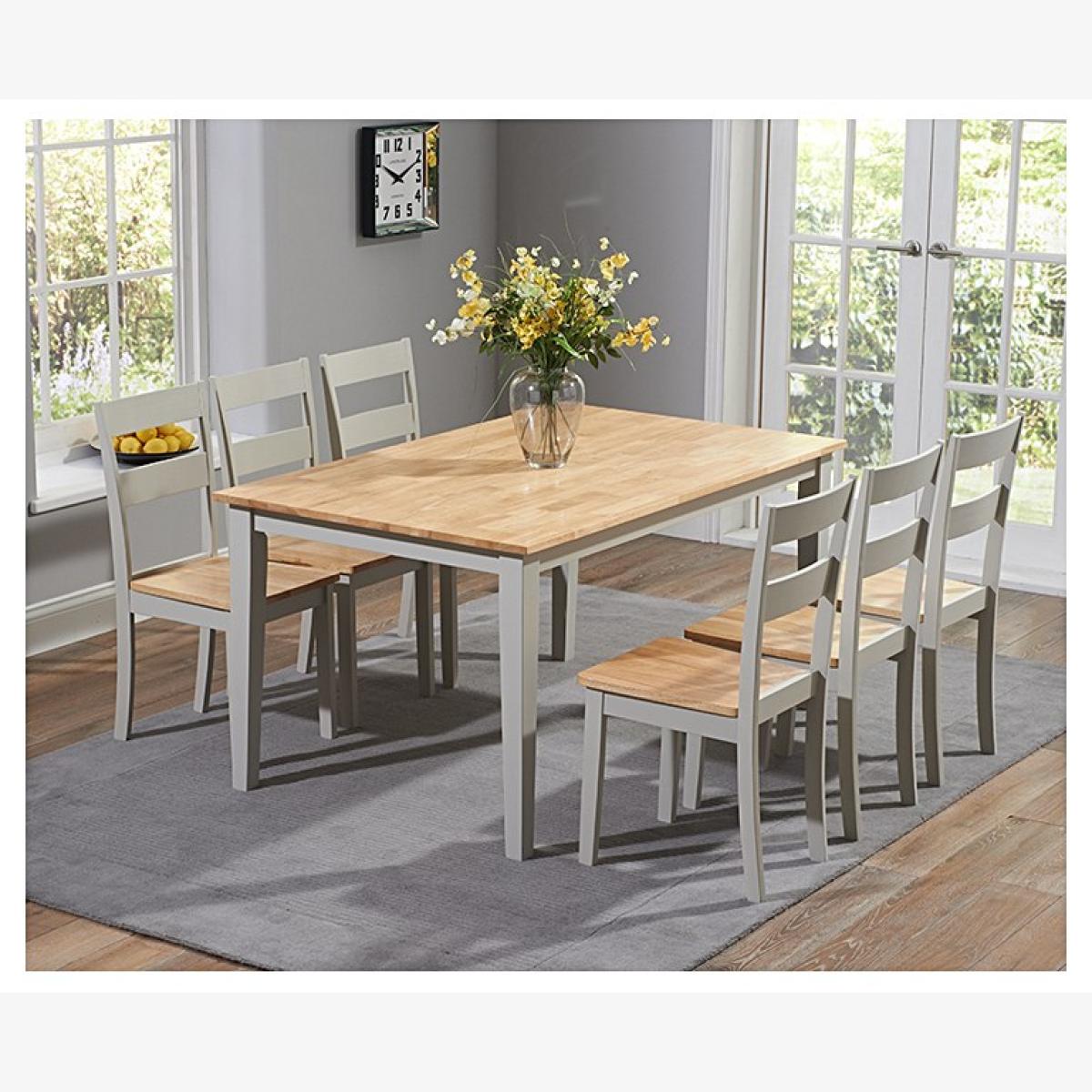 Ex-display Chiltern 150cm Oak & Grey Dining Table Set with FOUR Chairs