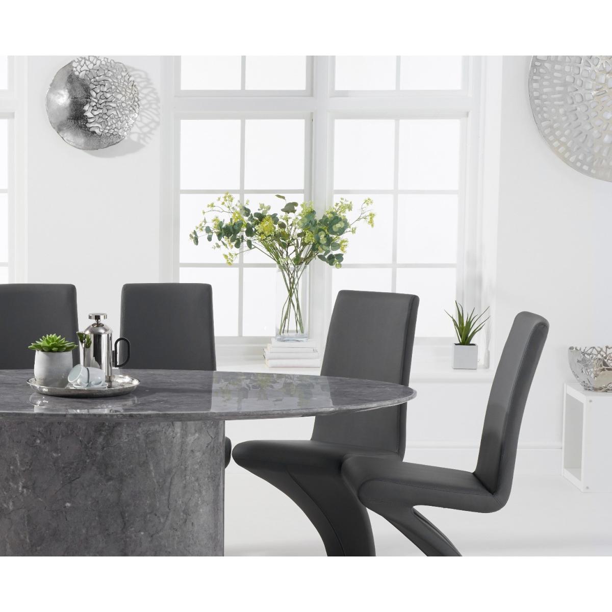 Colby 200cm Oval Grey Marble Dining Table with Hampstead Chairs - Black, 6 Chairs – image 2