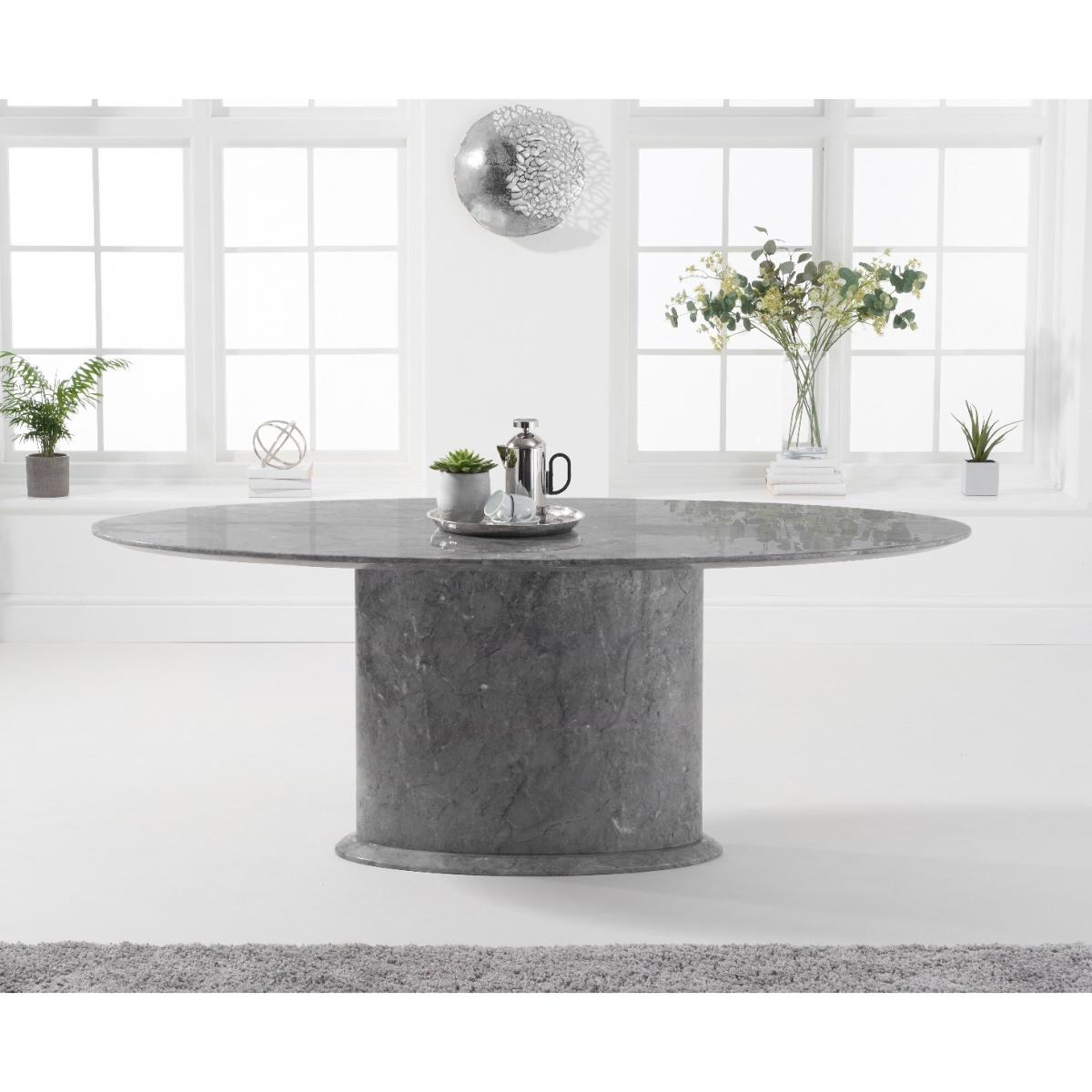Colby 200cm Oval Grey Marble Dining Table with Hampstead Chairs - Black, 6 Chairs – image 3