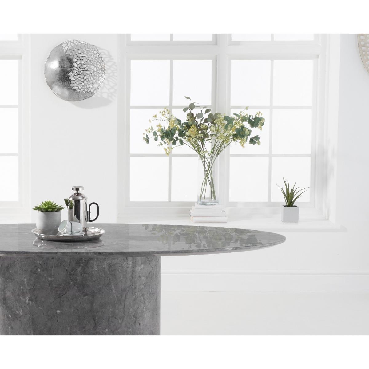 Colby 200cm Oval Grey Marble Dining Table with Hampstead Chairs - Black, 6 Chairs – image 5