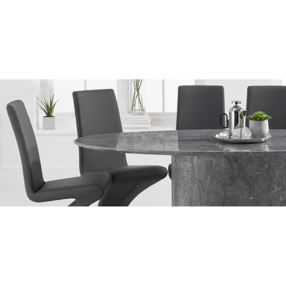 Colby 200cm Oval Grey Marble Dining Table with Hampstead Chairs - Black, 6 Chairs – image 9