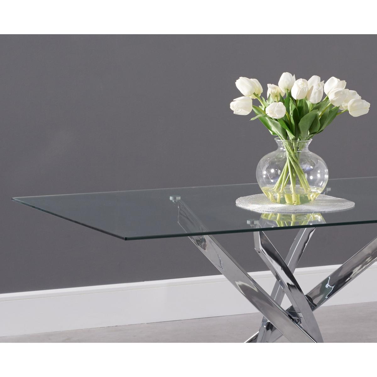 Bernini 160cm Rectangular Glass Dining Table with 4 Cream Enzo Chairs – image 7