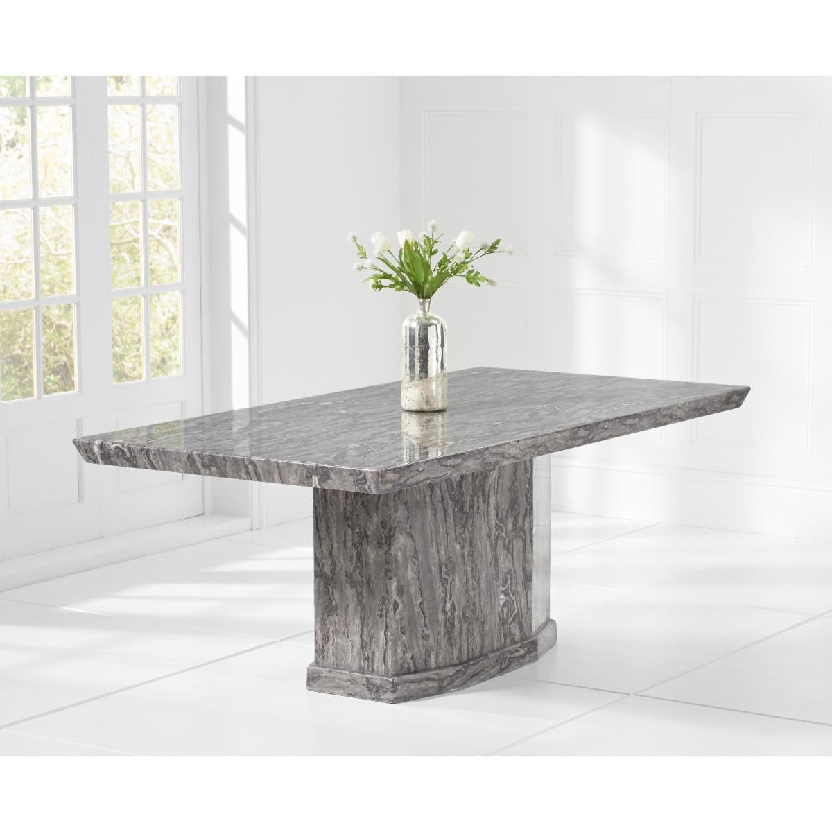 Carvelle 160cm Grey Marble Table With 6 Grey Sienna Velvet Chairs – image 11
