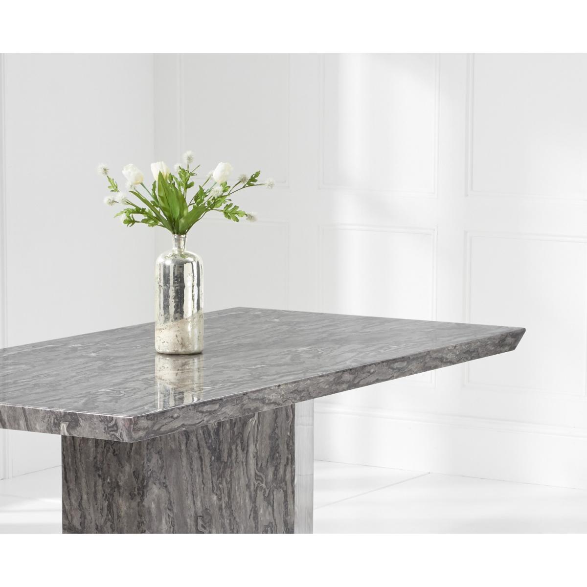 Carvelle 160cm Grey Marble Table With 6 Grey Sienna Velvet Chairs – image 13