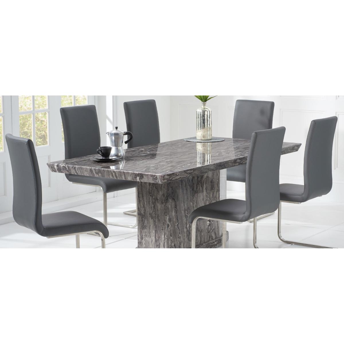 Carvelle 160cm Grey Marble Table With 6 Grey Sienna Velvet Chairs – image 20