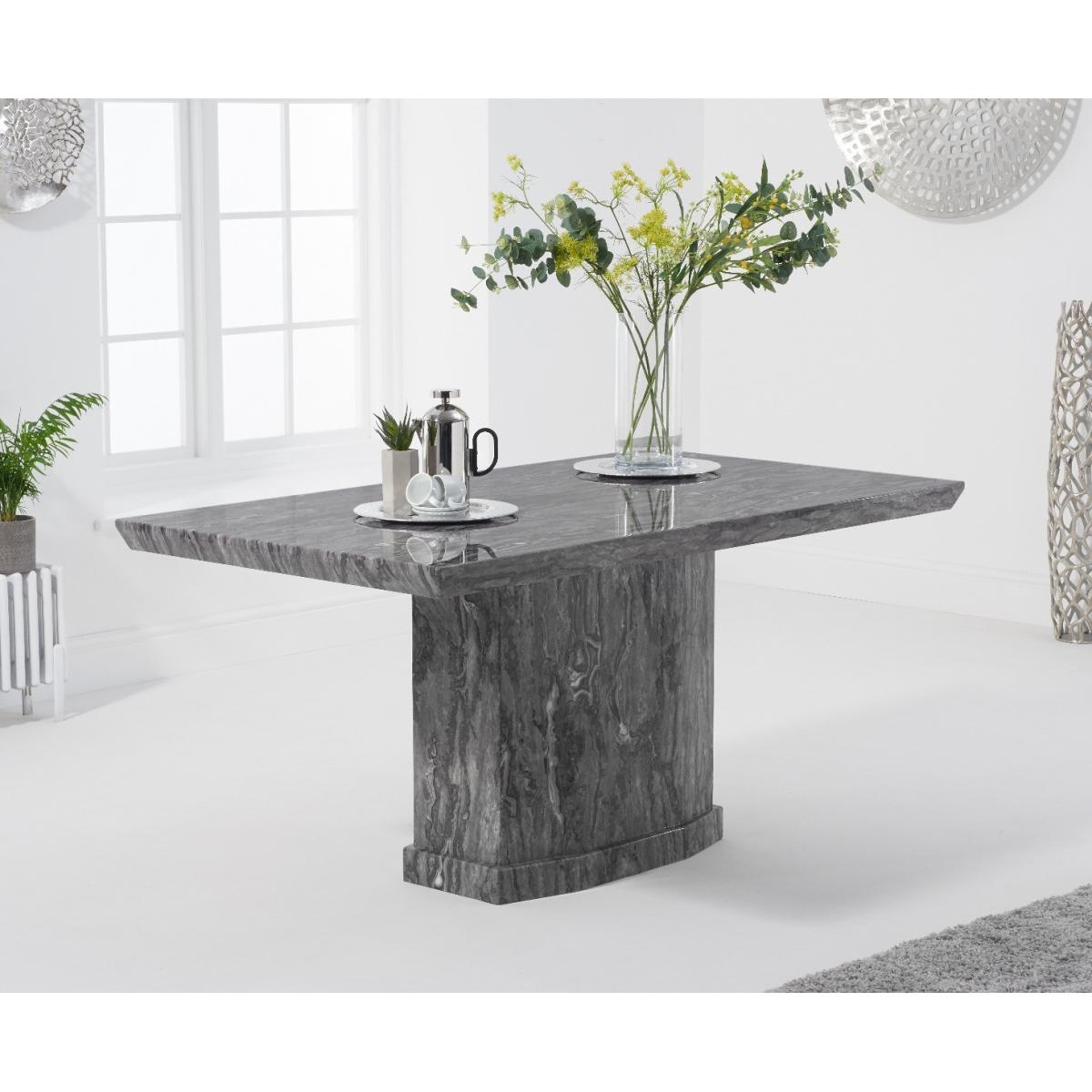Carvelle 160cm Grey Marble Table With 6 Grey Sienna Velvet Chairs – image 3