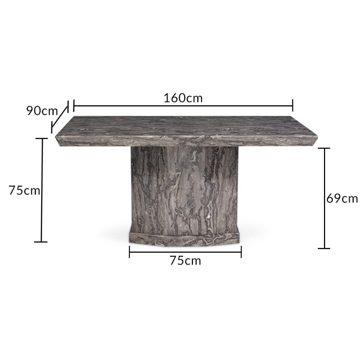 Carvelle 160cm Grey Marble Table With 6 Grey Sienna Velvet Chairs – image 22