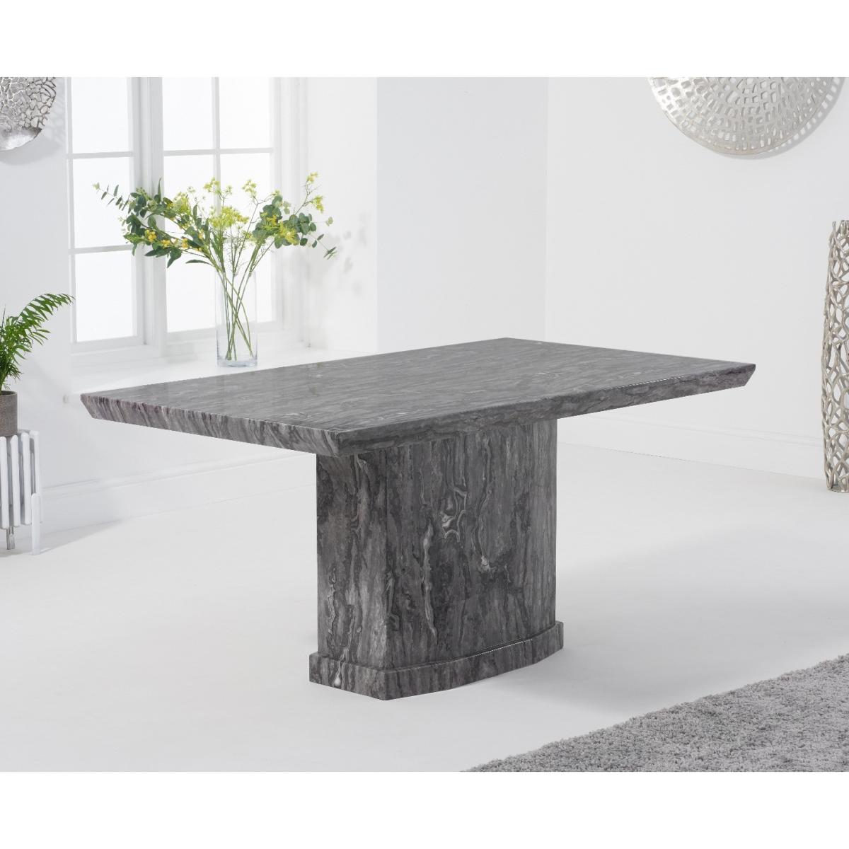 Carvelle 160cm Grey Marble Table With 6 Grey Sienna Velvet Chairs – image 4